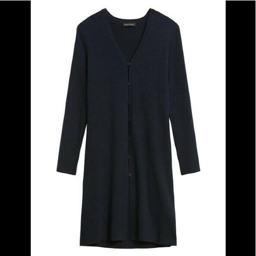 NWT, Banana Republic Merino Wool Blend Navy Duster Cardigan Sweater, Size L